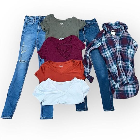 7 Pc. Bundle, American Eagle, A+F, NOBO, Olivia Rae, Mossimo, Charlotte Russe XS - Picture 1 of 8